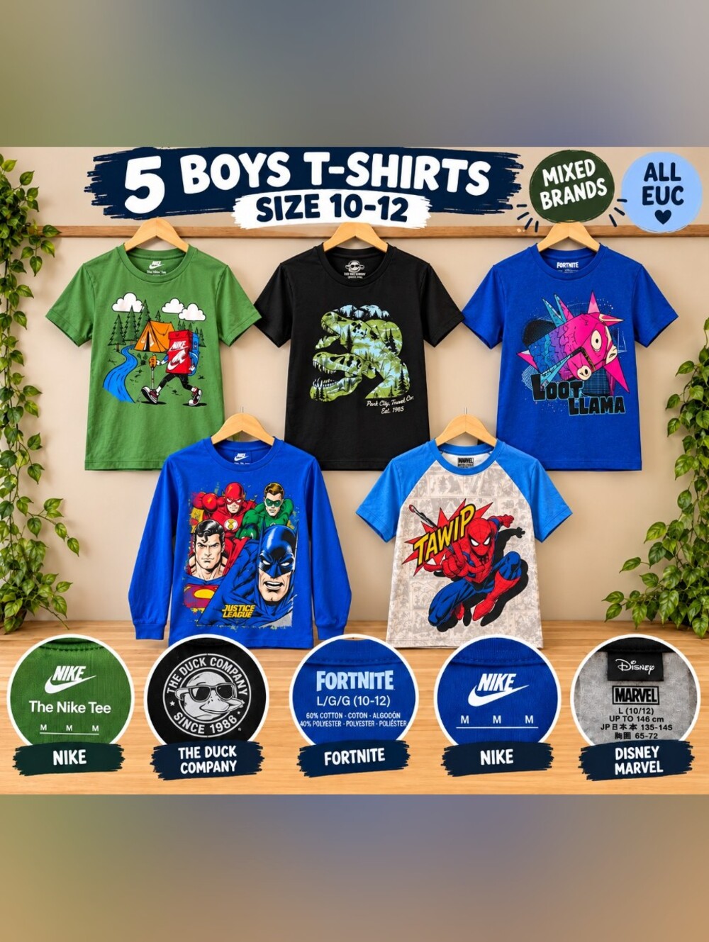 Mixed Brands Boys Graphic T-Shirt Pack - Green, Black, Royal Blue